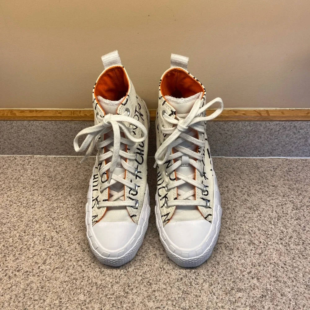 CONVERSE Kids Unt1tl3d Hi Not A Chuck White Sneakers - Size 5